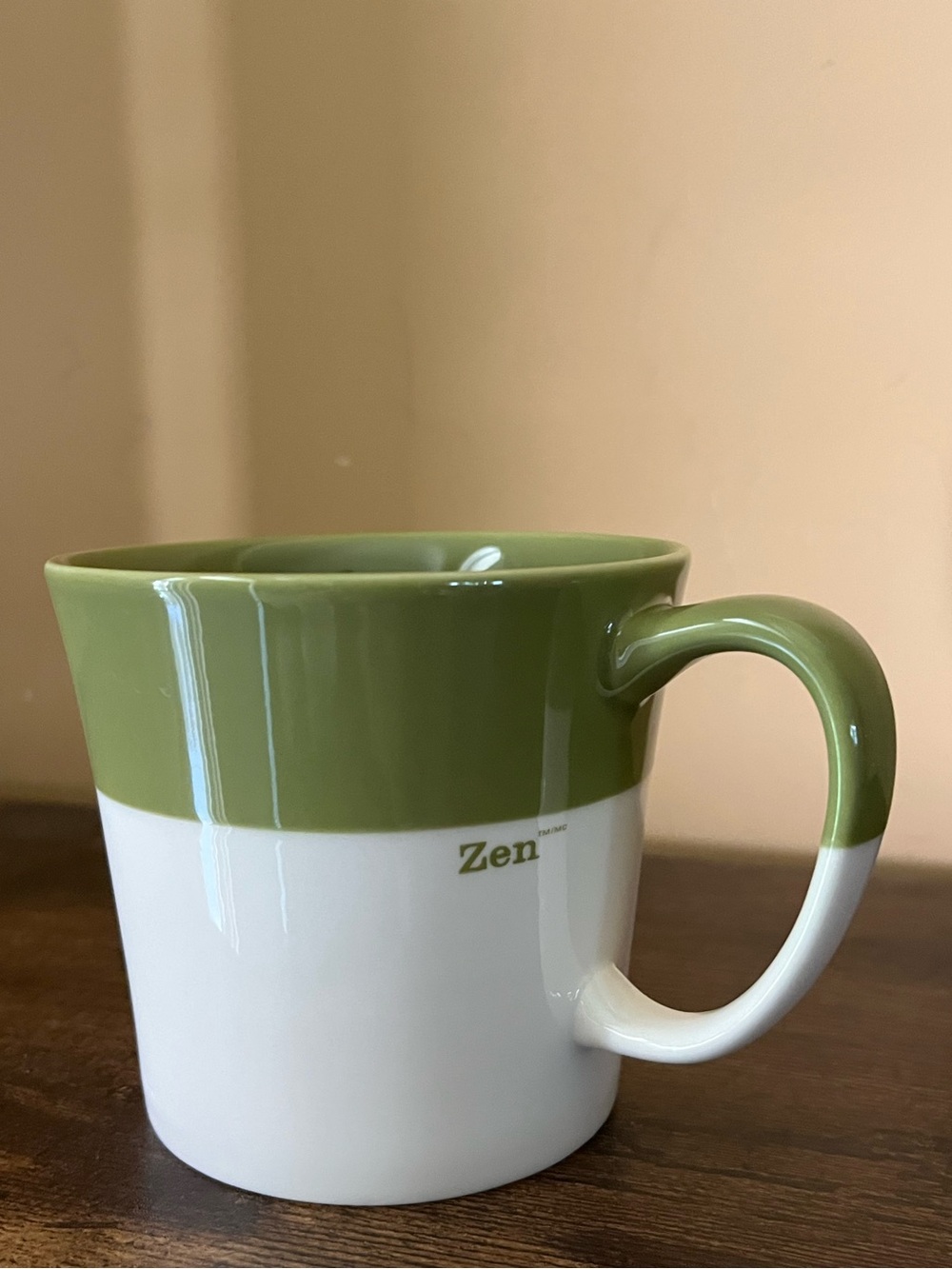 Starbucks Tazo Zen Mug 2010 Bone China Green Beige
